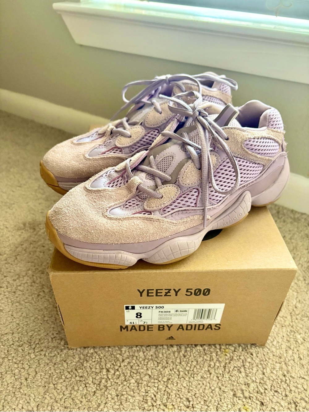 adidas Yeezy 500 Women’s Sneakers - Lavender with Gum Outsole